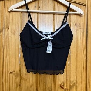 Black RSQ Crop Top with White Trim- Size Large